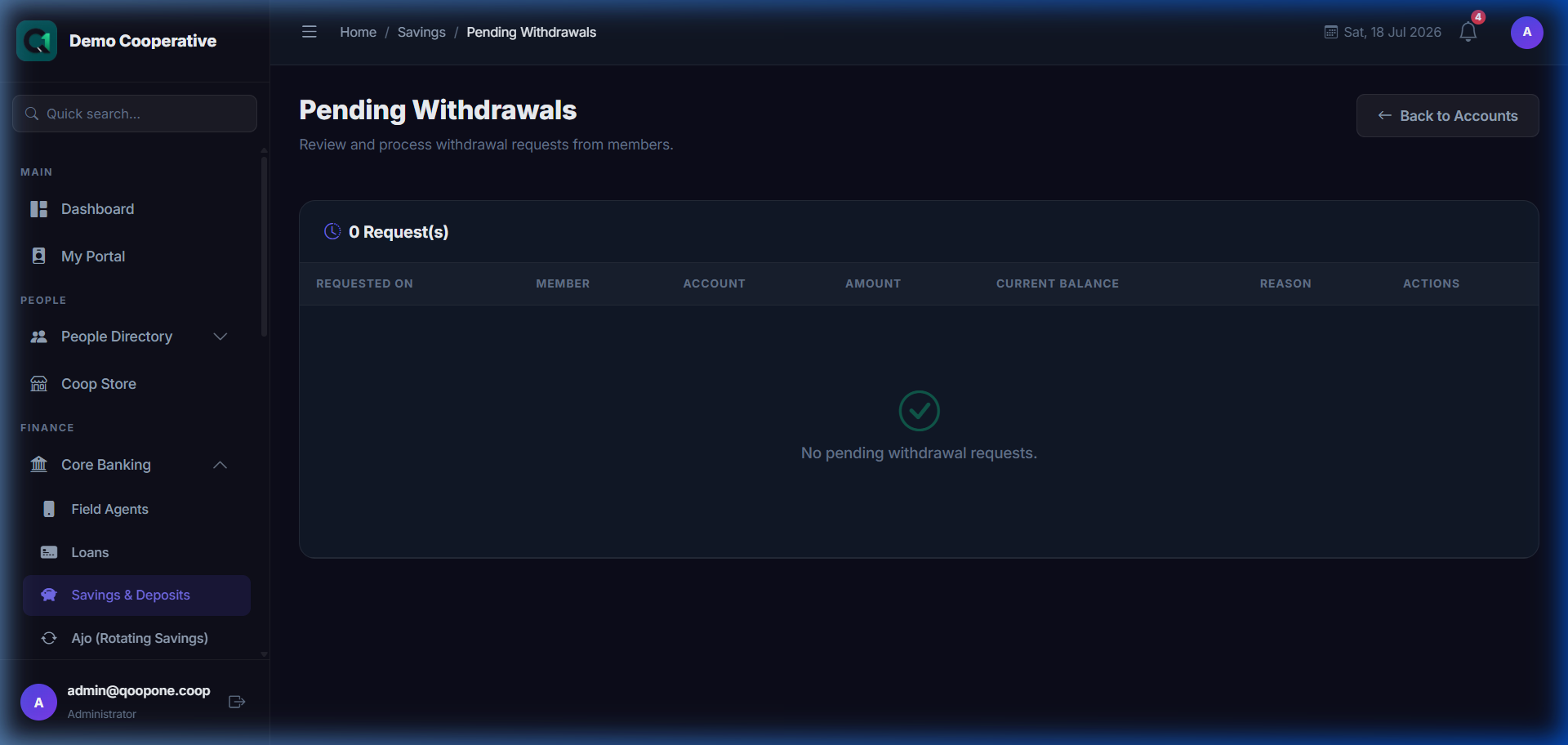 Pending Withdrawals