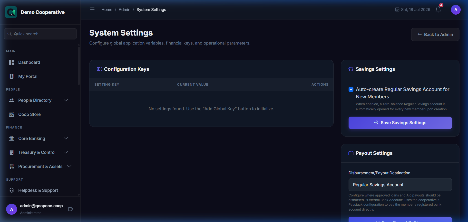 Settings Page
